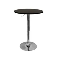 table de bar ronde laquée noir et acier chromé d60xh68-76 cm kofy