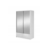 armoire placard 154x62x214cm porte coulissante tiroirs miroir penderie et étagères blanc brillant ariana2