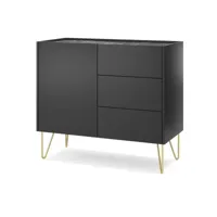 oxm commode pratique avec tiroirs et portes pour le salon harmony noir graphite marnur noir royal 97 x 83 x 37 cm