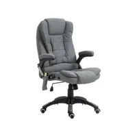 fauteuil de bureau direction massant chauffant hauteur réglable dossier inclinable toile de lin gris chiné