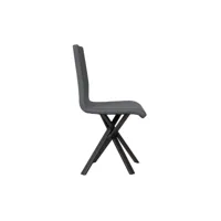 chaise pieds anthracite et assise en éco-cuir gris - aury set 2 pieces