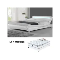 lit + matelas julio blanc 140cm avec matelas romance