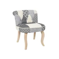 paris prix - fauteuil patchwork design eleonor 68cm gris