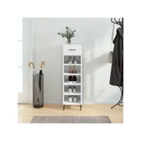 armoire à chaussure blanc brillant 30x35x105 cm bois ingénierie