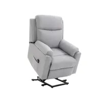 fauteuil de relaxation électrique - fauteuil releveur inclinable avec repose-pied ajustable et télécommande - tissu aspect lin gris clair