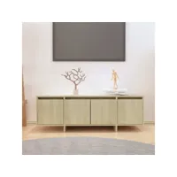 meuble tv  banc tv armoire de rangement chêne sonoma 120x30x40,5 cm aggloméré meuble pro frco39355