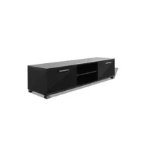 meuble télé buffet tv télévision design pratique noir brillant 120 cm helloshop26 2502210