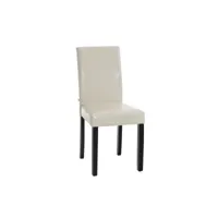 chaise de salle à manger ina similicuir avec pieds en bois , crème/noir