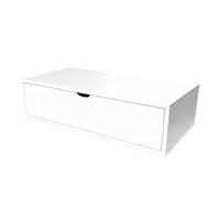 cube de rangement bois 100x50 cm + tiroir  blanc cube100t-lb