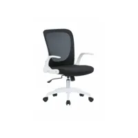 chaise de bureau dnuciar, chaise de direction en maille avec accoudoirs, siège ergonomique avec accoudoirs rabattables, 60x59h86/96 cm, noir et blanc 8052773857840