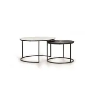 lot de 2 tables basses fer, bronze noir et blanc 76x76x85cm - bronze-fer - noir-blanc - décoration d'autrefois