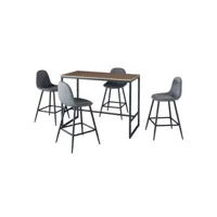 ensemble table haute (mange debout, bar) + 4 chaises hautes menton. un espace repas pratique et design.