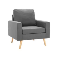 knut - fauteuil scandinave bois d'hévéa et tissu - gris clair 288693
