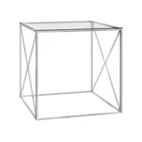 table basse 55 x 55 cm acier - argenté et verre 289021