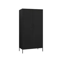 garde-robe noir 90x50x180 cm armoire penderie multi-rangement acier fr2024