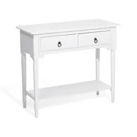 console blanche avec 2 tiroirs lowell 63723
