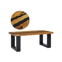table basse table de salon  bout de canapé 100x50x40 cm bois de teck massif et pierre de lave meuble pro frco37514