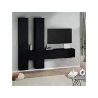 meuble tv mural noir bois d'ingénierie