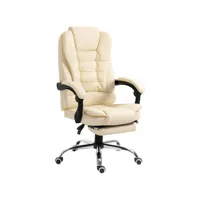 fauteuil de bureau fauteuil manager grand confort réglable dossier inclinable repose-pied revêtement synthétique crème