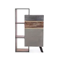 armoire de rangement industrielle 4 portes 1 porte 2 tiroirs bois de manguier recyclé et acier noir kramer 90 cm