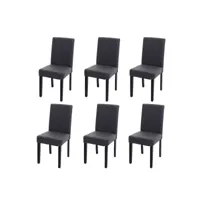 lot de 6 chaises de salle à manger chaise de cuisine littau ~ similicuir, gris mat, pieds foncés