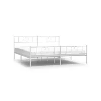 moderne structure de lit métal avec tête de lit/pied de lit blanc 193x203cm deco373777