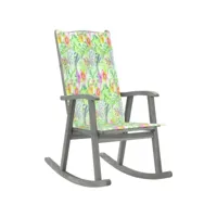 chaise à bascule fauteuil à bascule  fauteuil de relaxation avec coussins gris bois d'acacia massif meuble pro frco86733