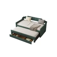 lit adulte 90 x 200 canapé-lit 190 cm lit avec tiroirs lit de jour simple rembourré avec caisson à roulettes vert