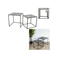 tables gigognes en métal carrées (lot de 2) havana