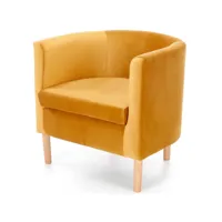 fauteuil lounge en velours jaune avec pieds en bois massif kelen 189
