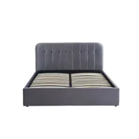 lit coffre andre velours gris anthracite sommier160x200