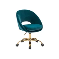 chaise de bureau pivotante fauteuil de bureau en velours confortable siège ergonomique d' ordinateur réglable en hauteur & coussin pour bureau à domicile, teal