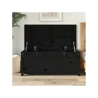 boîte de rangement noir 110x50x45,5 cm bois massif de pin