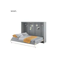 lenart lit escamotable concept pro cp04 140x200 horizontal gris mat
