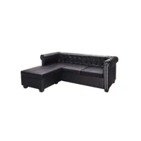 canapé chesterfield canapé fixe  canapé scandinave sofa en forme de l cuir synthétique noir meuble pro frco79134
