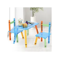 giantex ensemble table et 2 chaises pour enfants en forme de crayon, bois mdf et bois de pin