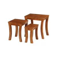 rectangulaire table de séjour moderne, table gigogne 3 pcs bois massif d'acacia 50x35x50 cm marron best00006198836-vd-confoma-basse-m07-4059
