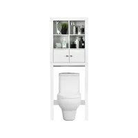 costway meuble étagère de salle de bain, rangement au dessus des toilettes wc ou lave-linge, armoire et 4 étagères ouvertes, 60 x 20 x 165 cm, blanc