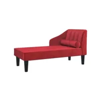vidaxl chaise longue avec traversin rouge bordeaux velours