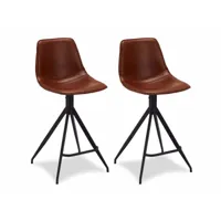 lot de 2 chaise de bar isabel marron clair simili cuir 310269