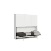 armoire lit escamotable horizontal 1 couchage 85 kando avec matelas composition d frêne blanc