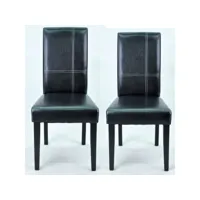 duo de chaises simili cuir marron-noir - samet - l 45 x l 58 x h 95.5 cm