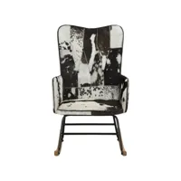 fauteuil salon - fauteuil à bascule noir cuir véritable 56x74x93 cm - design rétro best00002732662-vd-confoma-fauteuil-m05-842
