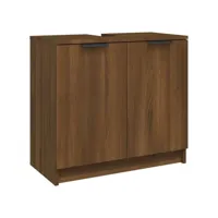 armoire de bain, meuble rangement de salle de bain chêne fumé 64,5x33,5x59 cm bois d'ingénierie jax20860 meuble pro