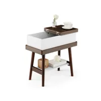 table d’appoint plateau rabattable bout de canapé à 2 niveau 60 x 30 x 59 cm en bois brun helloshop26 20_0004216