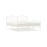 moderne structure de lit métal avec tête de lit/pied de lit blanc 183x213cm deco878614