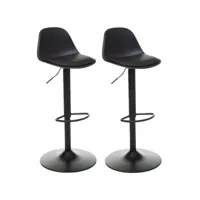 lot de 2 chaises de bar aiko en polypropylène ajustable - noir