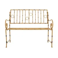 banc d'assise, banquette rectangulaire en métal coloris doré - longueur 126 x profondeur 50 x hauteur 92 cm
