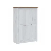 garde-robe 3 portes blanc 118x50x171,5cm armoire penderie multi-rangement pin assortiment panama fr2024