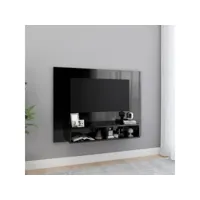 meuble tv mural noir brillant 120x23,5x90 cm 2
